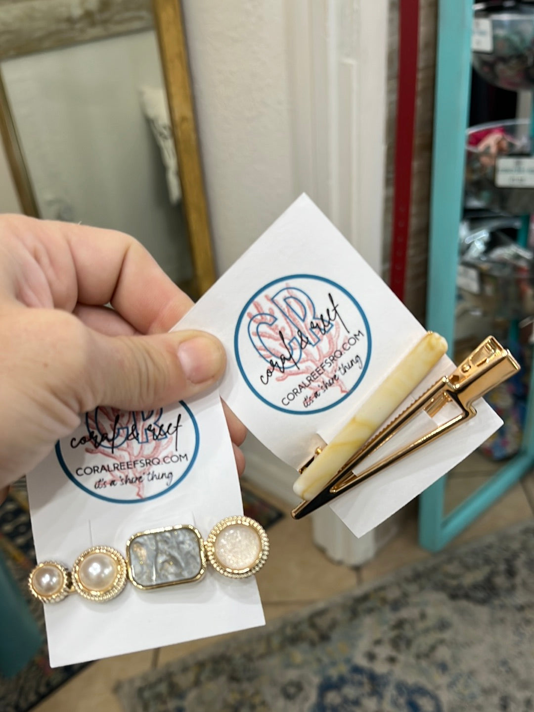 Hair Clips - coral & reef