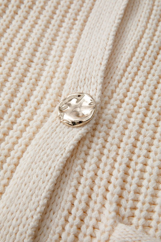 Textured Knit Buttoned Sweater Vest