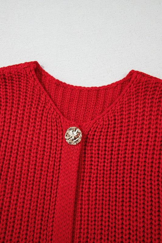 Textured Knit Buttoned Sweater Vest
