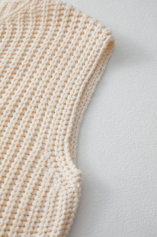 Textured Knit Buttoned Sweater Vest