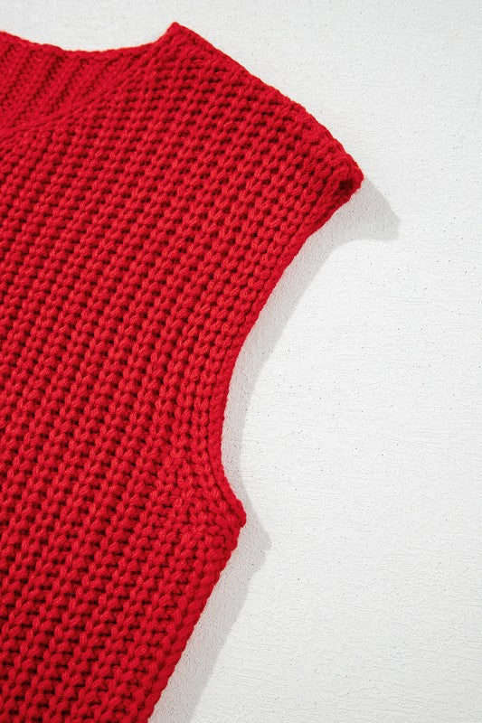 Textured Knit Buttoned Sweater Vest
