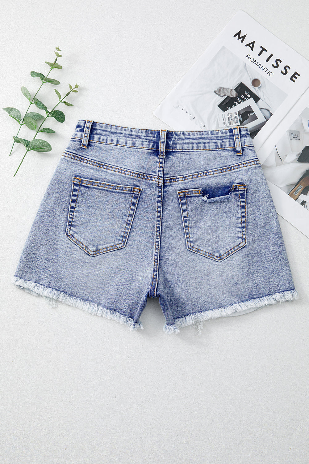 Pearl Studded Denim Shorts
