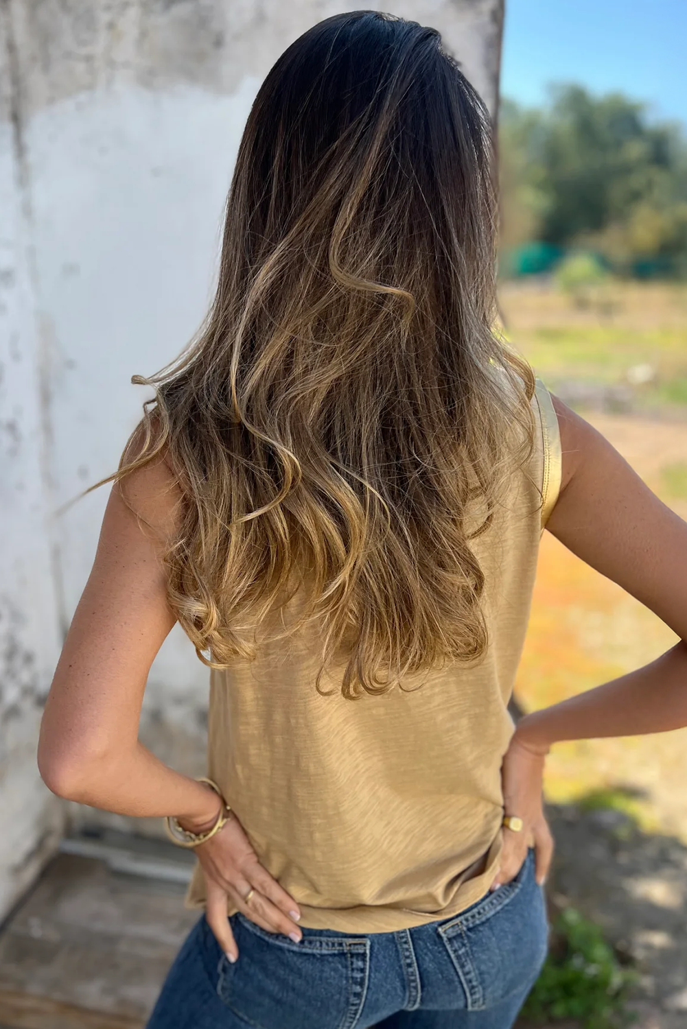 Metallic Sheen Scoop Neck Tank Top