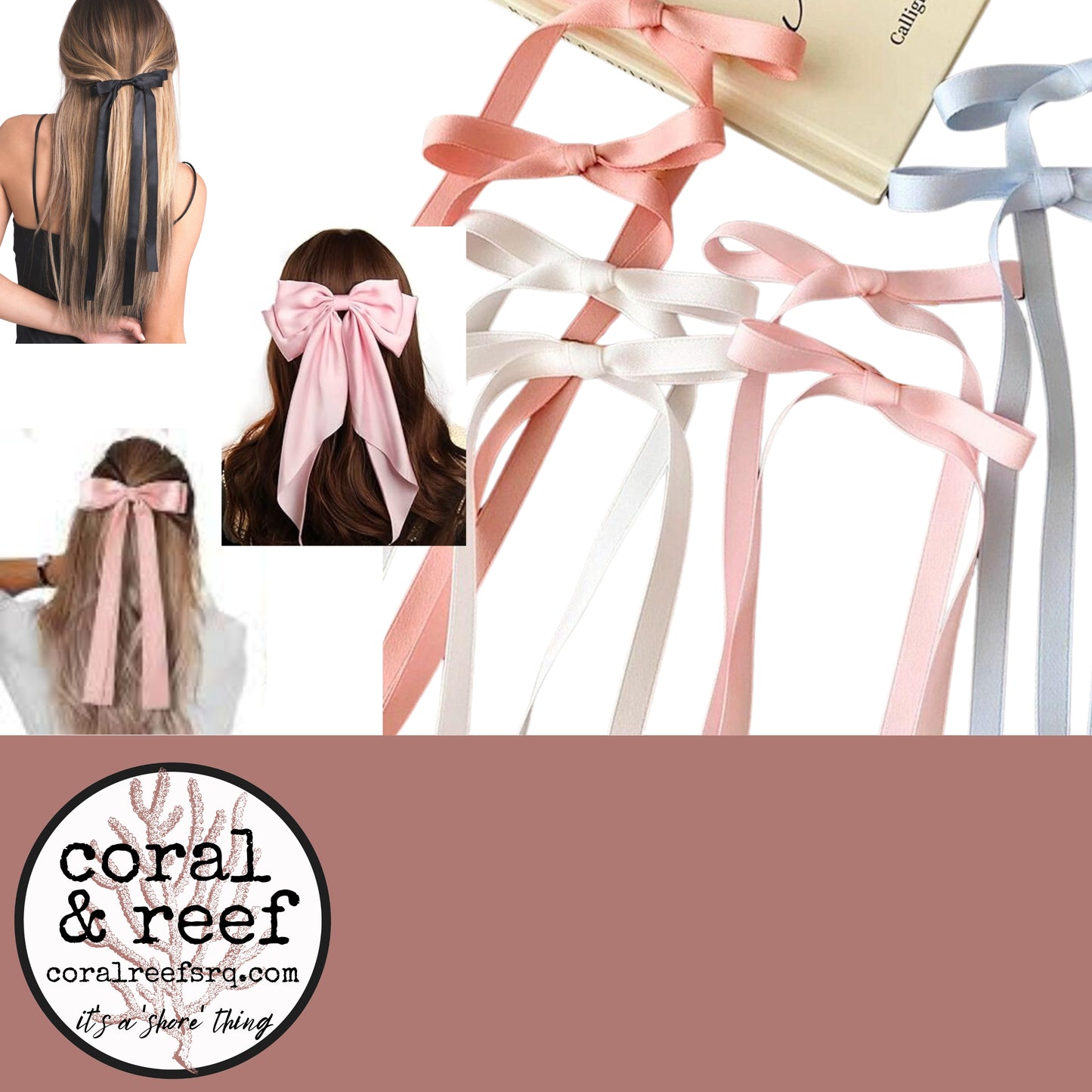 Hair Bows & Accessories - coral & reef