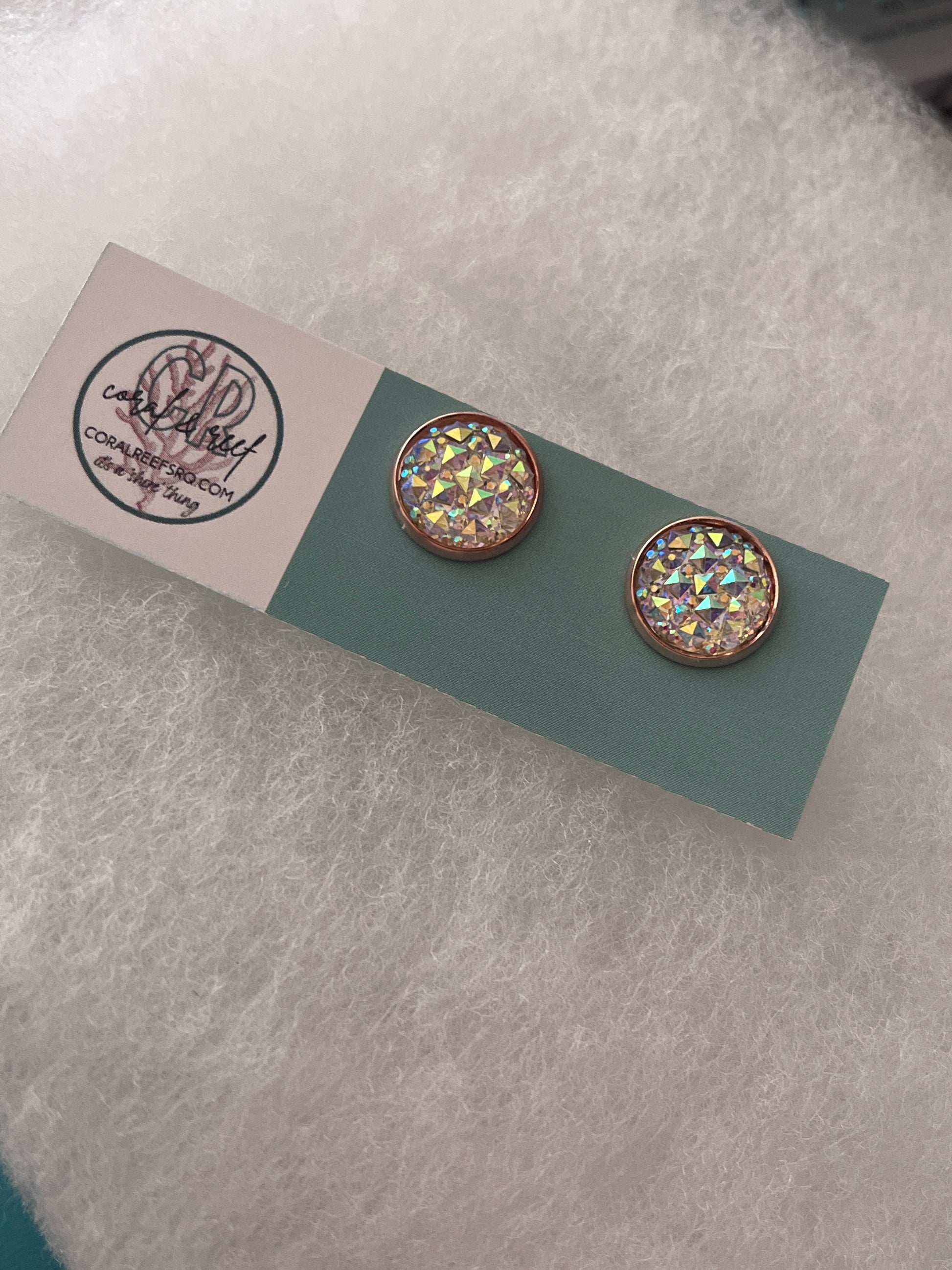 Druzy Earrings - coral & reef