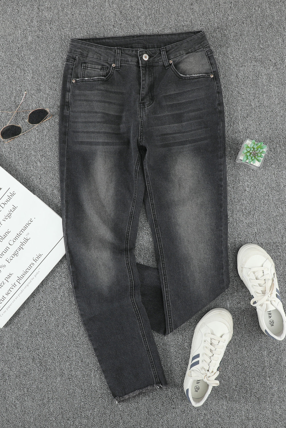 Rustic Black Denim Jeans - coral & reef