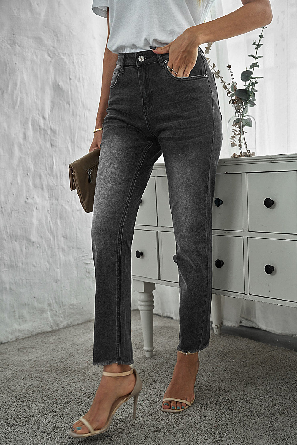 Rustic Black Denim Jeans - coral & reef