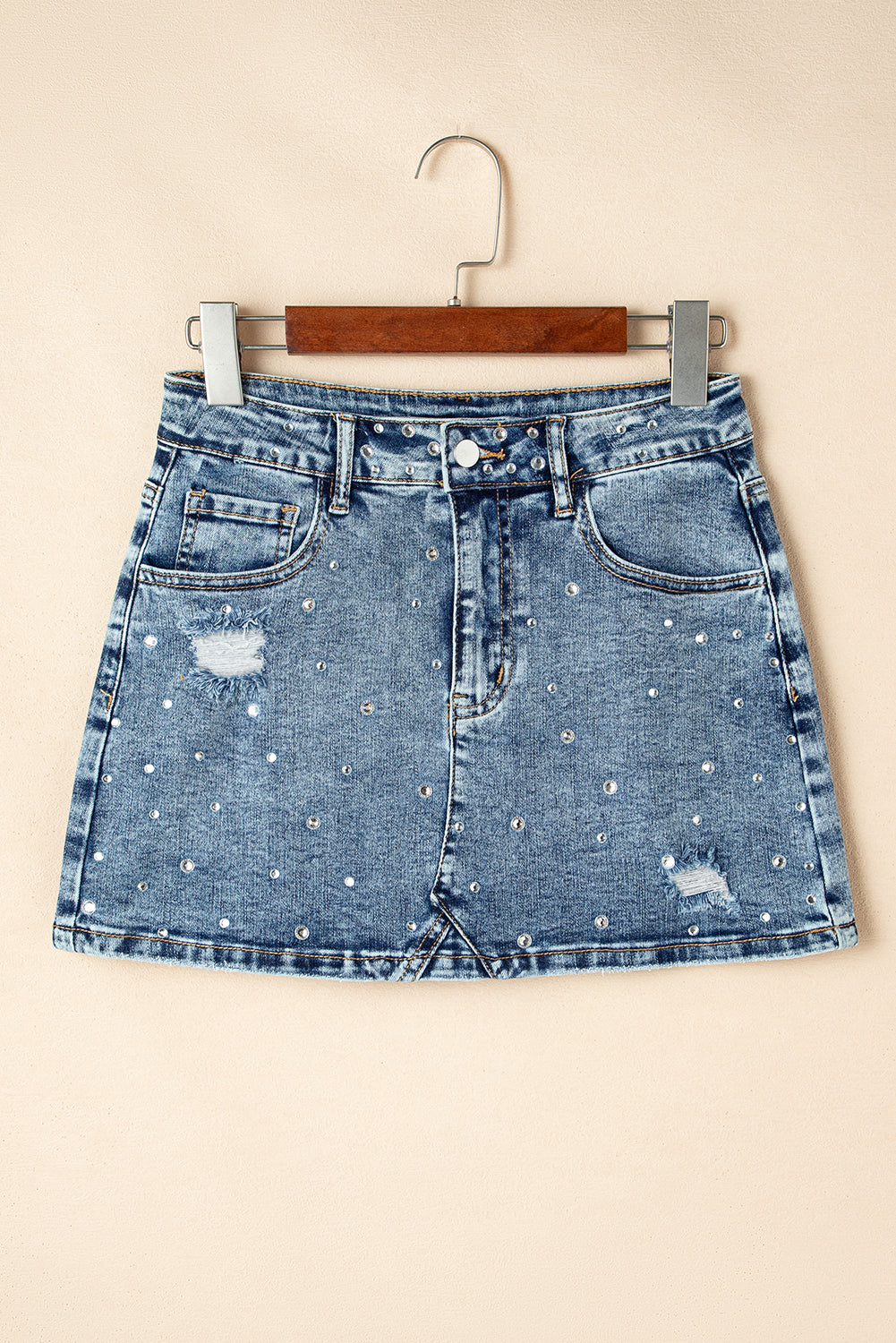 Rhinestone Denim Skirt