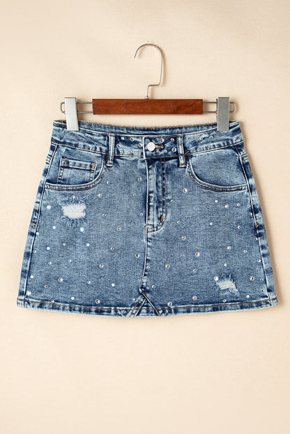 Rhinestone Denim Skirt