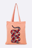 Large Snake Patch Canvas Tote