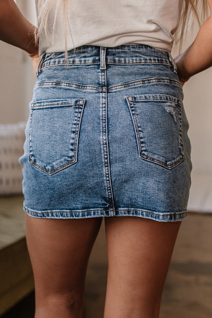 Rhinestone Denim Skirt