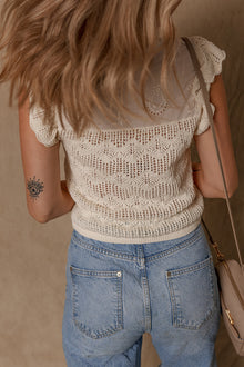 Embroidered Knitted Ruffle Sweater Vest
