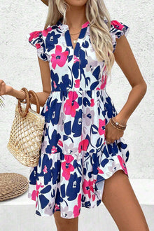 Floral Flutter Sleeve Mini Dress