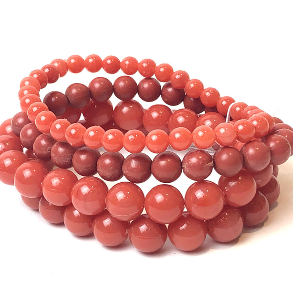 Salmon Marbled Stack and Stretch Bracelet Set - coral & reef 