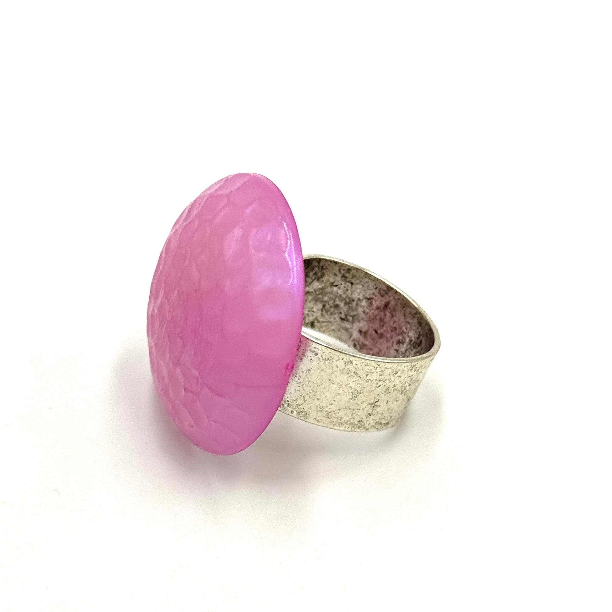 Aurora Borealis Dimpled Cocktail Ring - coral & reef 