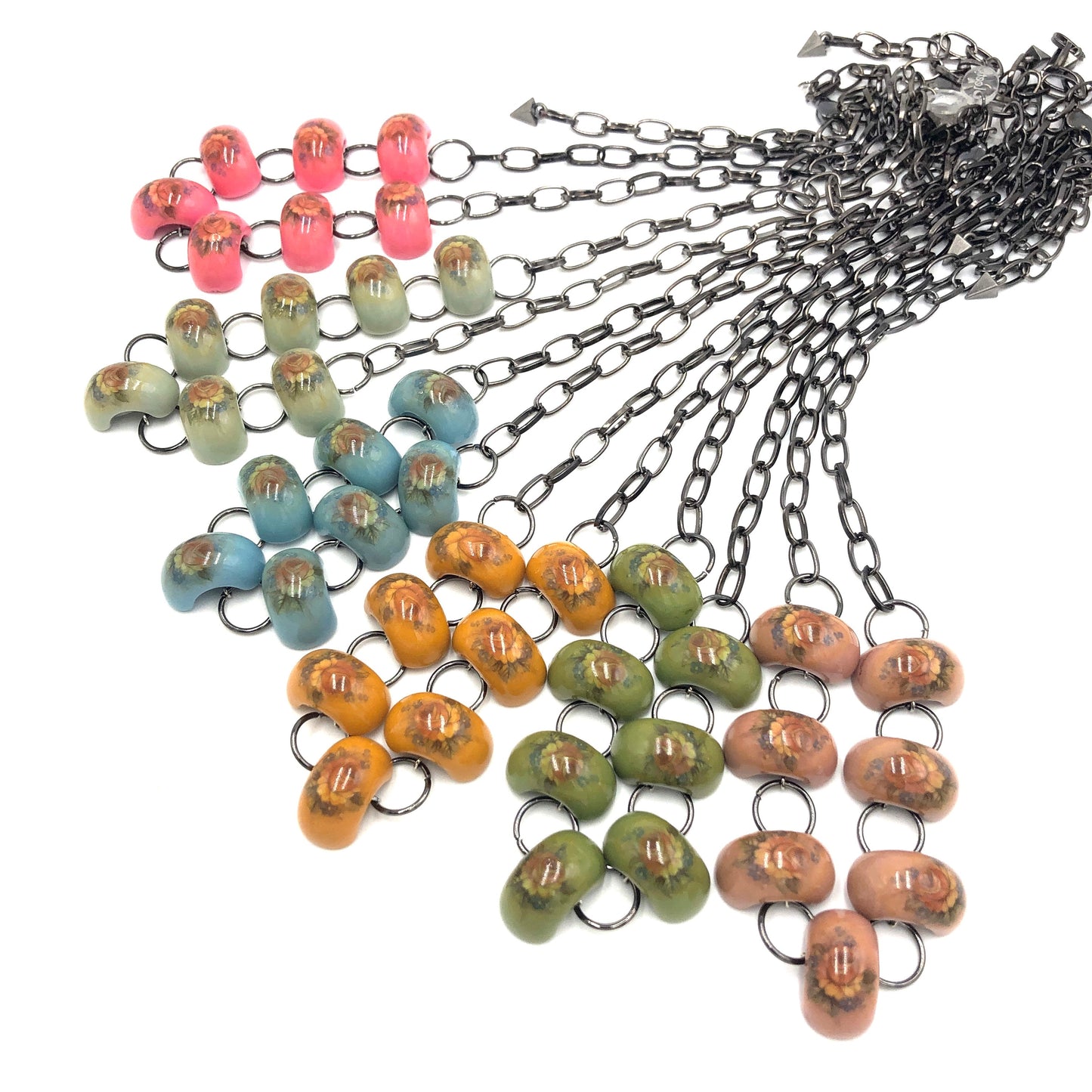 Secret Garden Stations Necklace - coral & reef 