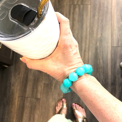 Light Teal Givre' Statement Stack Bracelet - coral & reef 