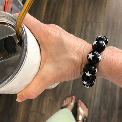 Black & White Star Statement Stack Bracelet - coral & reef 