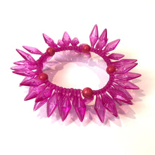 Hot Pink Spiked Cha Cha Stretch Bracelet - coral & reef 