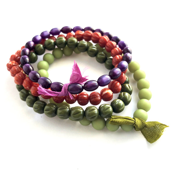 Gem Tone Jewels Stack and Stretch Bracelet Set - coral & reef 