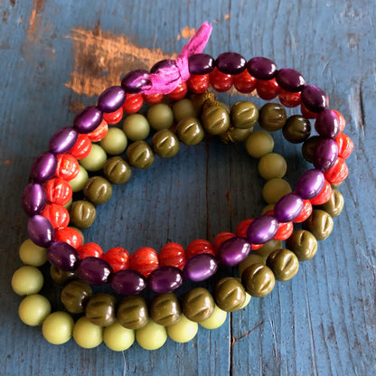 Gem Tone Jewels Stack and Stretch Bracelet Set - coral & reef 