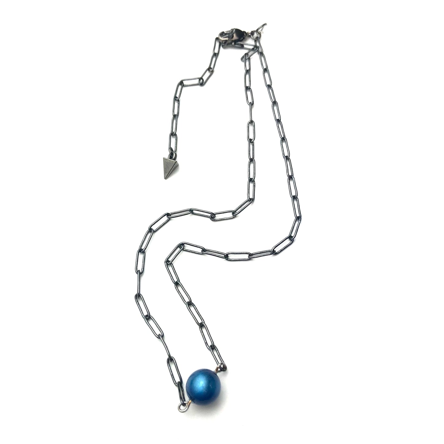 Peacock Blue Moonglow Bauble Paperclip Necklace - coral & reef 