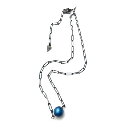 Peacock Blue Moonglow Bauble Paperclip Necklace - coral & reef 