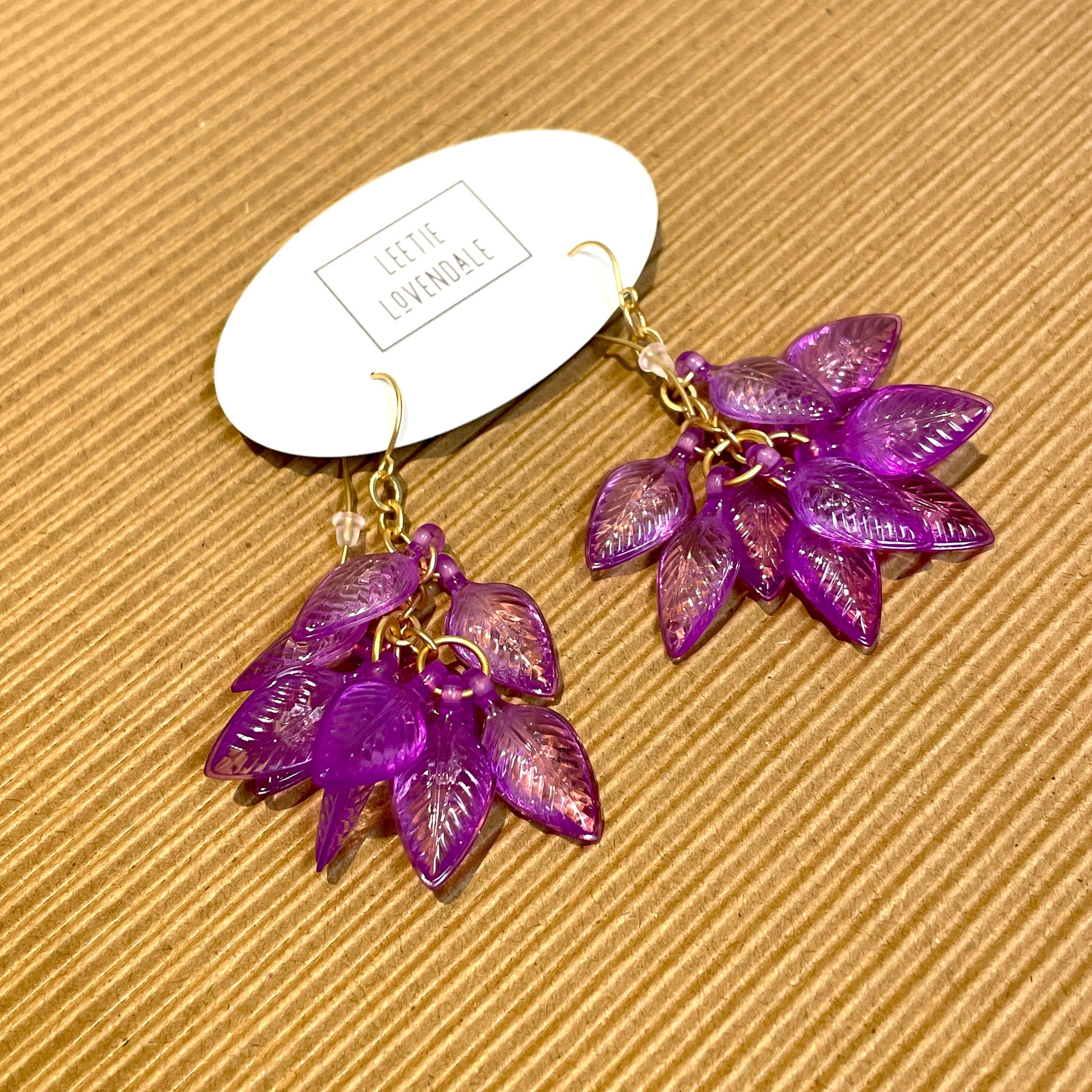 Lilac Purple Leaf Cluster Drop Earrings - coral & reef 