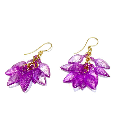 Lilac Purple Leaf Cluster Drop Earrings - coral & reef 