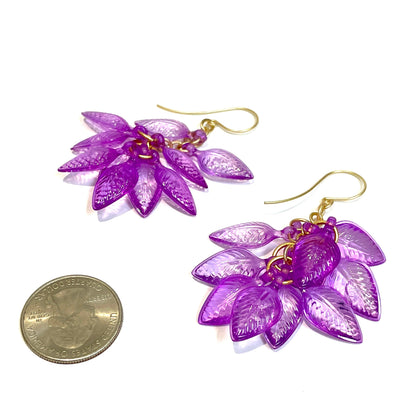 Lilac Purple Leaf Cluster Drop Earrings - coral & reef 