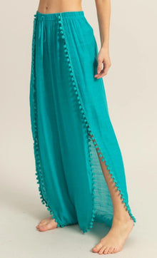 Turquoise Tulip Hem Pants