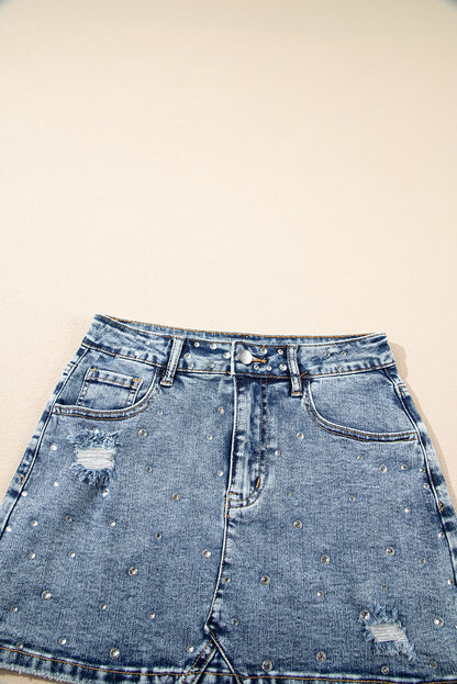 Rhinestone Denim Skirt