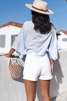 White Distressed Shorts - coral & reef 