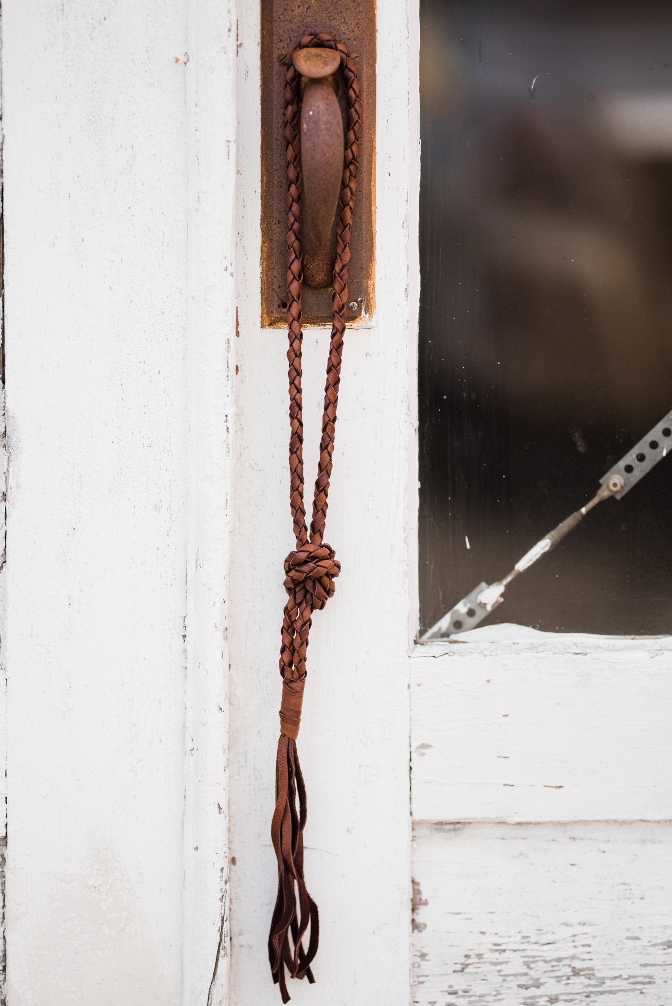 Artisan Braided Leather Necklace  coral & reef .