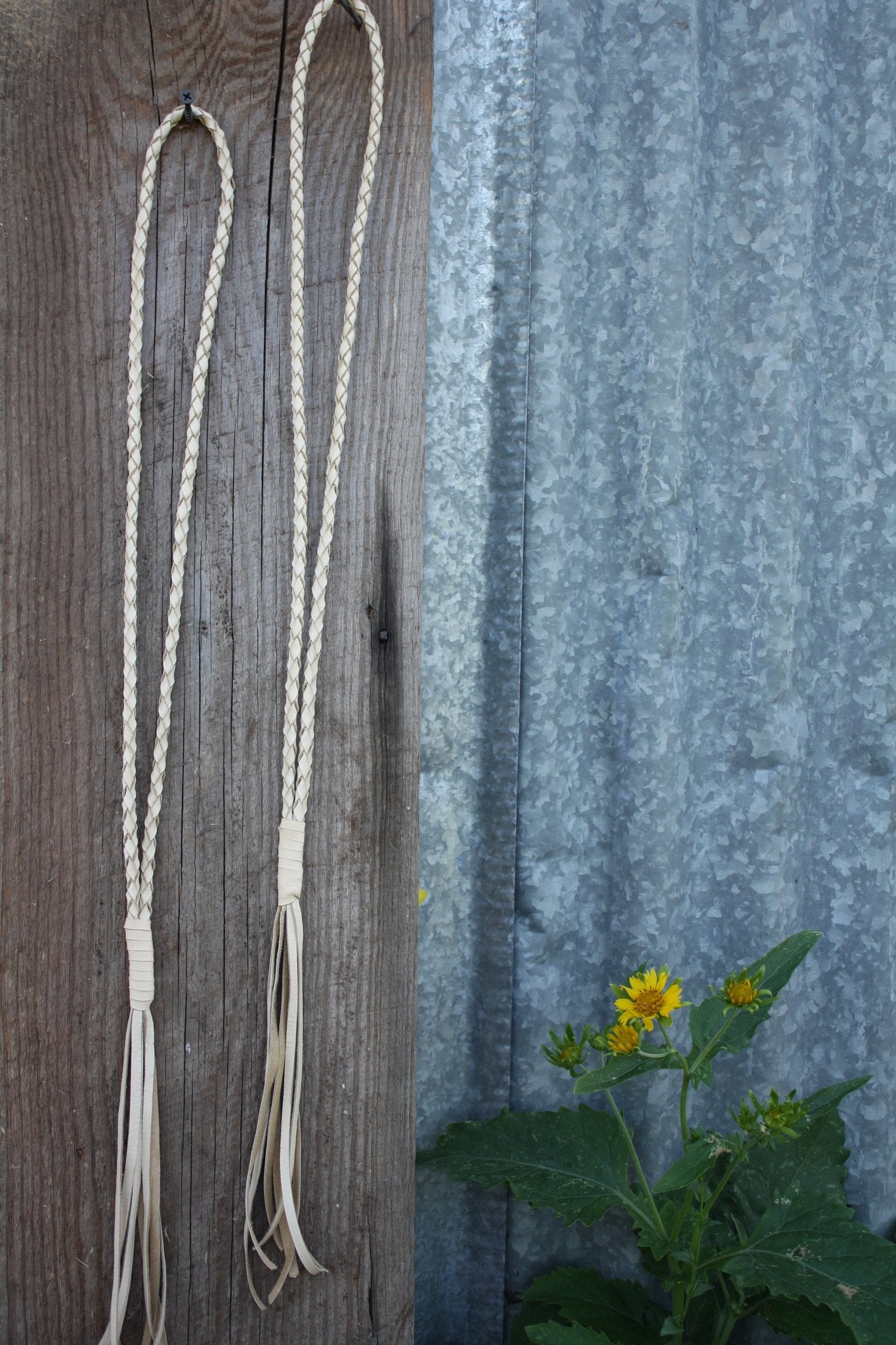 Artisan Braided Leather Necklace  coral & reef .