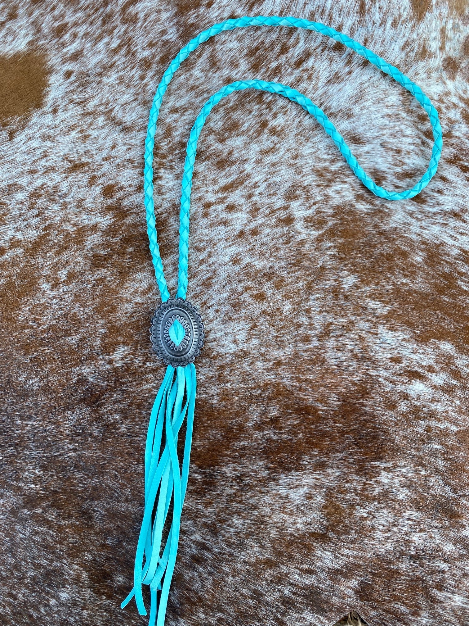 Artisan Braided Leather Necklace  coral & reef .
