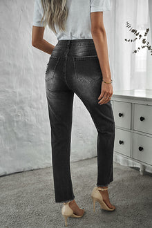 Rustic Black Denim Jeans - coral & reef
